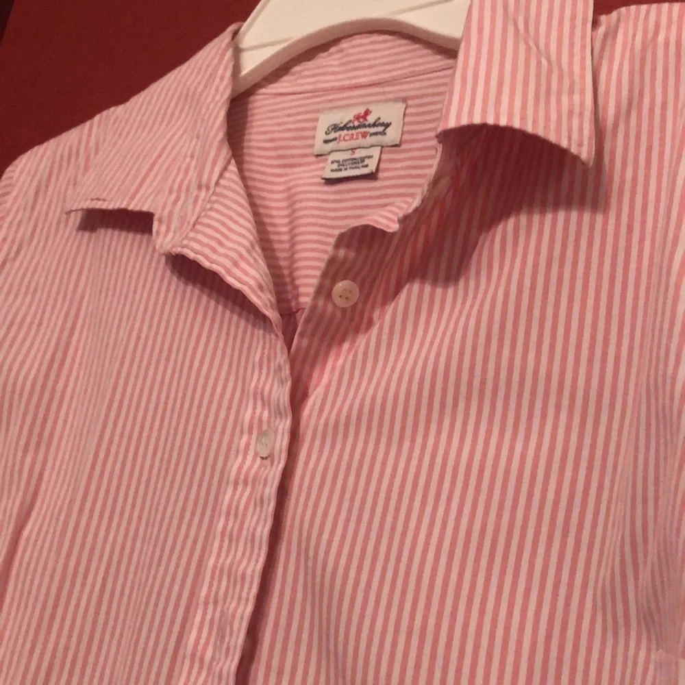 J Crew Pink Strip Button Down Stretch Perfect size S